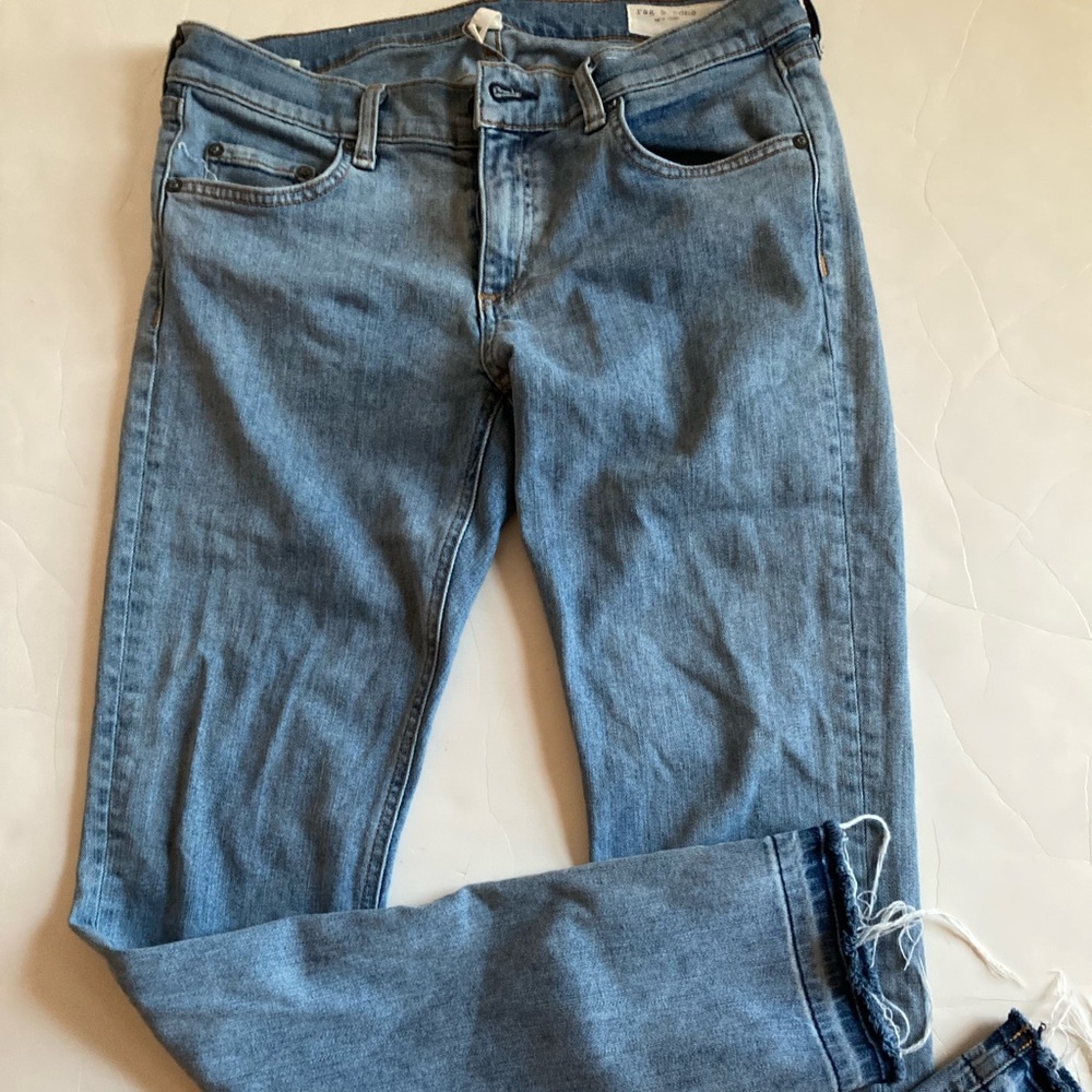 Rag & Bone the Dre low rise light wash contrast hem jeans 27 EUC